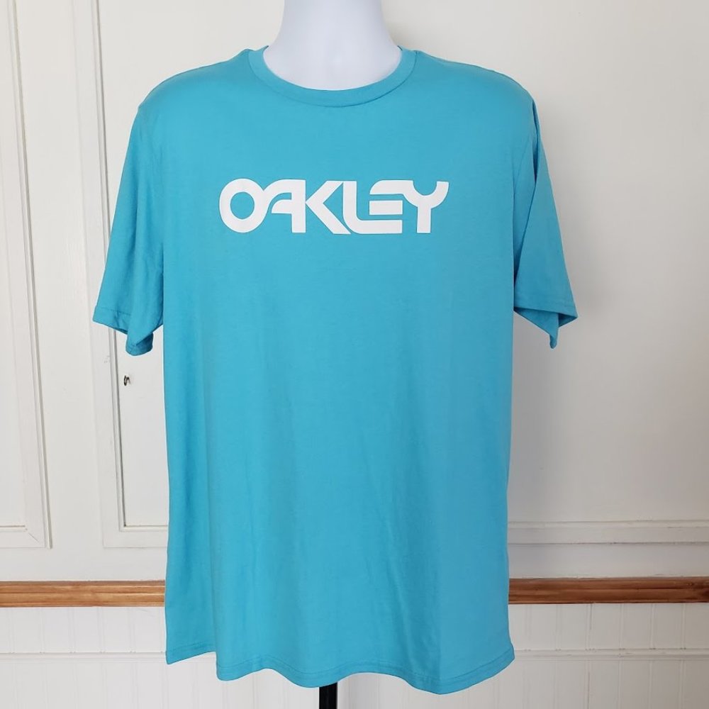 Oakley Mens Shirt XL Mark II Blue Graphic Print Tee Regular Fit Short Sleeve NEW
